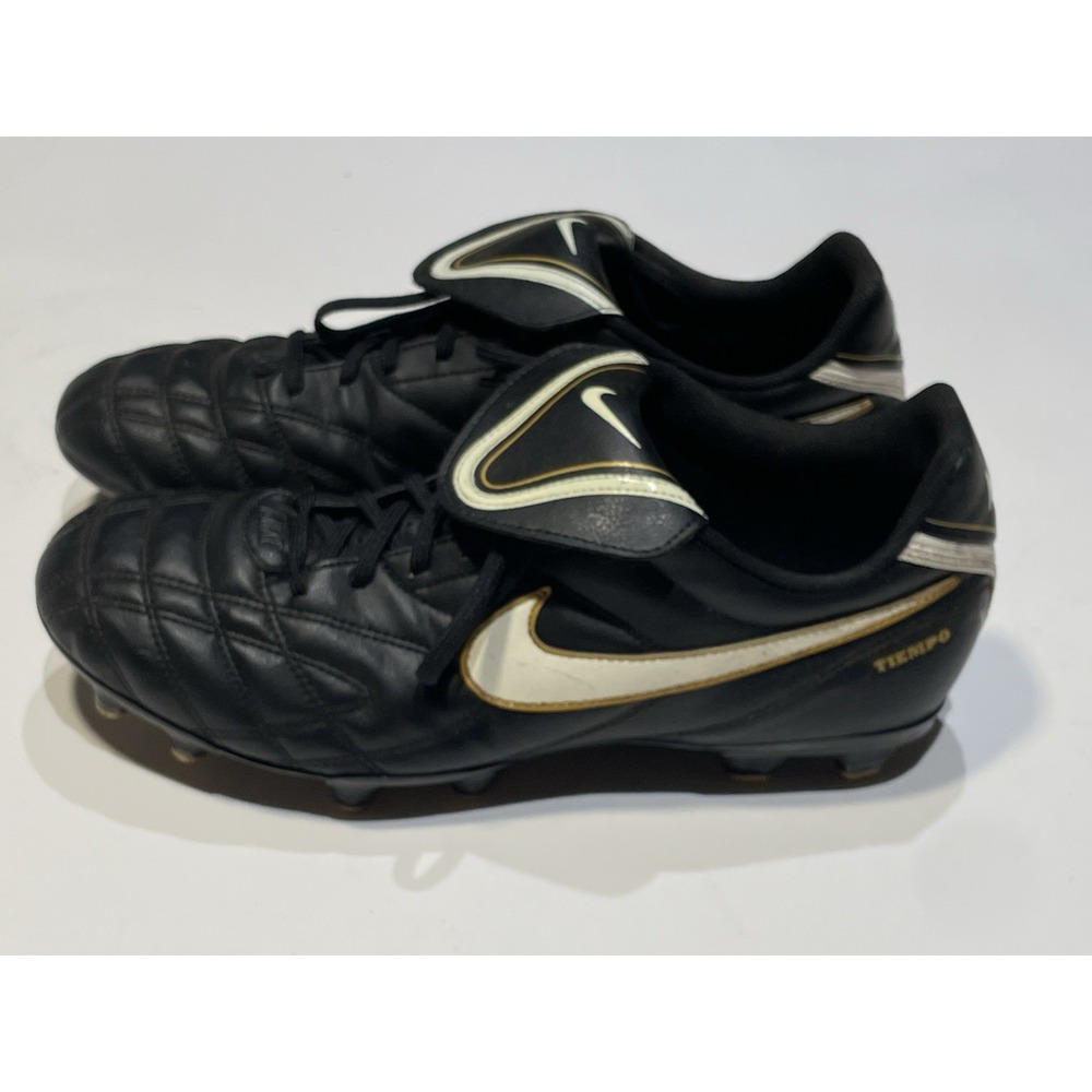 Nike Tiempo Mystic III FG Soccer Cleats Black Gold White 366177-018 Men Size 10